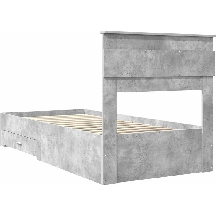 vidaXL Bettrahmen mit Kopfteil Beton Grau 90 x 200 cm Holzwerkstoff 3410038 – Bild 8