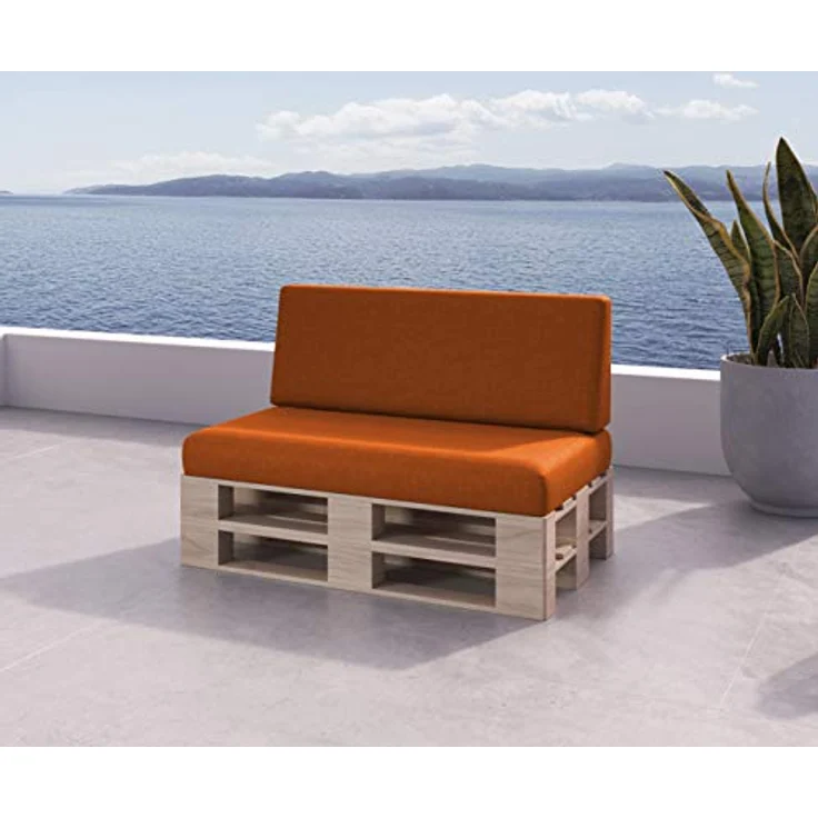sunnypillow Palettenkissen mit abnehmbarem Bezug Kaltschaum Palettenauflage Palettenpolster Palettensofa Sitzkissen Rückenlehne Indoor Outdoor 2er Set 120x80 Orange – Bild 5