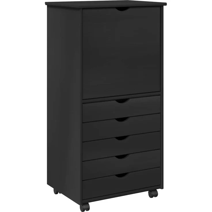 vidaXL Rollschrank MOSS 53 x 39 x 103 cm Massivholz Kiefer Schwarz 42028371 – Bild 2