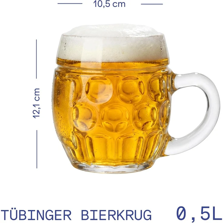 Stölzle Oberglas TÜBINGER Bierkrug 0,5 l (mit Schild) 6er Set – Bild 2