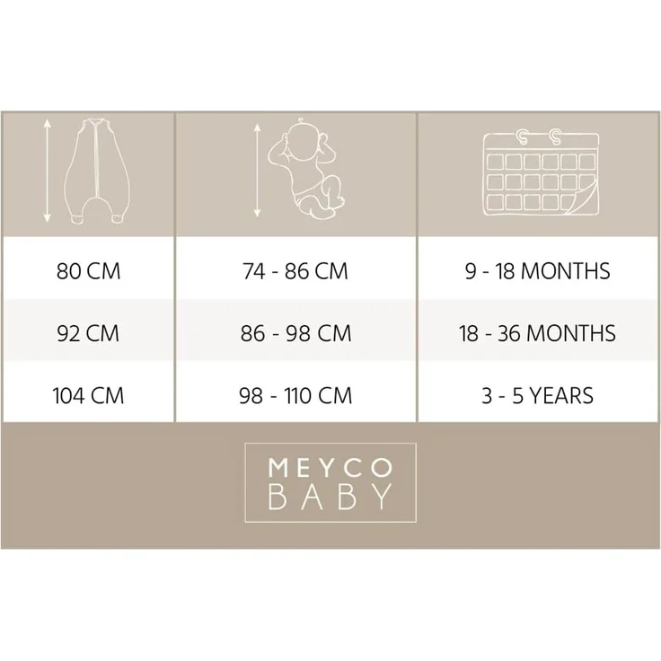 Meyco Baby Winter Schlafoverall Jumper (Schlafsack aus 100% Slub-Baumwolle, weich, atmungsaktiv, feuchtigkeitsregulierend, 2.0 TOG, Größe: 104 cm), Soft Green – Bild 3