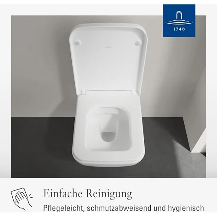 Villeroy & Boch Venticello WC-Sitz - Toilettendeckel mit Absenkautomatik - Abnehmbarer, bruchsicherer Toilettensitz aus Duroplast - Original Ersatzteil - Klodeckel in eckiger Form - Stone White, matt – Bild 6