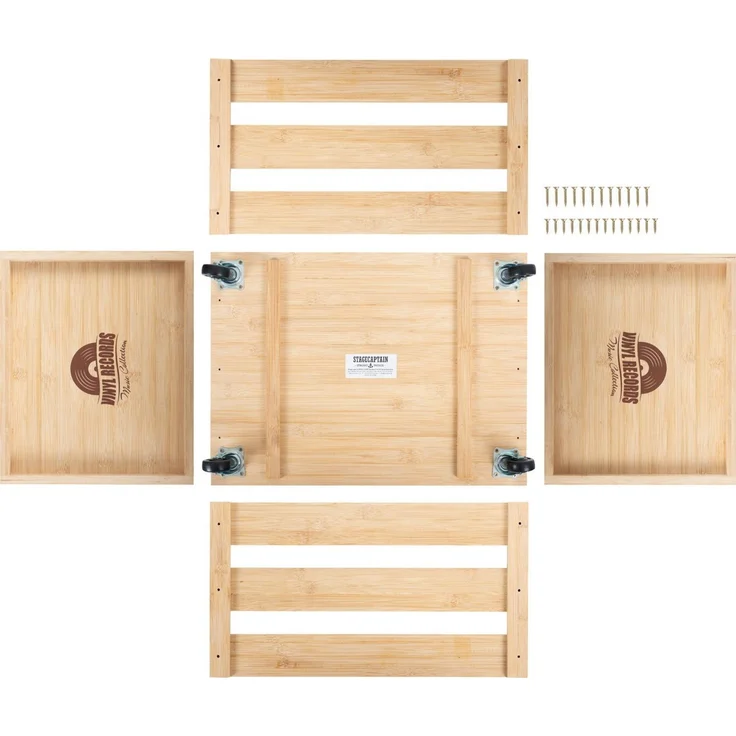 Stagecaptain Holzkiste Emil Schallplattenkiste Bambus Natur für bis zu 100 LPs (1 St), für bis zu 100 LPs - aus Vollholz im Retro-Design – Bild 3