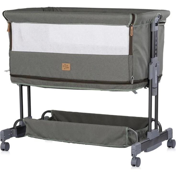 Chipolino Beistellbett Zen 2 in 1 Babybett Schaukelfunktion 7 Höhen Moskitonetz grün – Bild 2