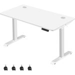 SONGMICS Höhenverstellbarer Schreibtisch elektrisch, 70 x 140 cm Tischoberfläche, Doppelmotor, stufenlos verstellbar, Memory-Funktion mit 4 Höhen, Auffahrschutz, weiß LSD202W01