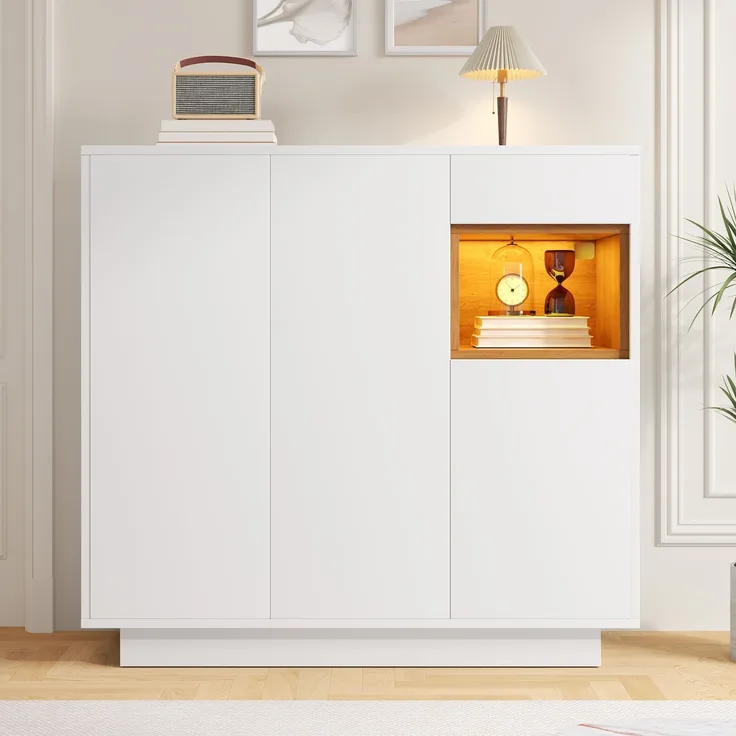 Schuhschrank 100,5x39,5x105 cm mit LED-Beleuchtung und verstellbaren Fächern – modernes Design für den Eingangsbereich