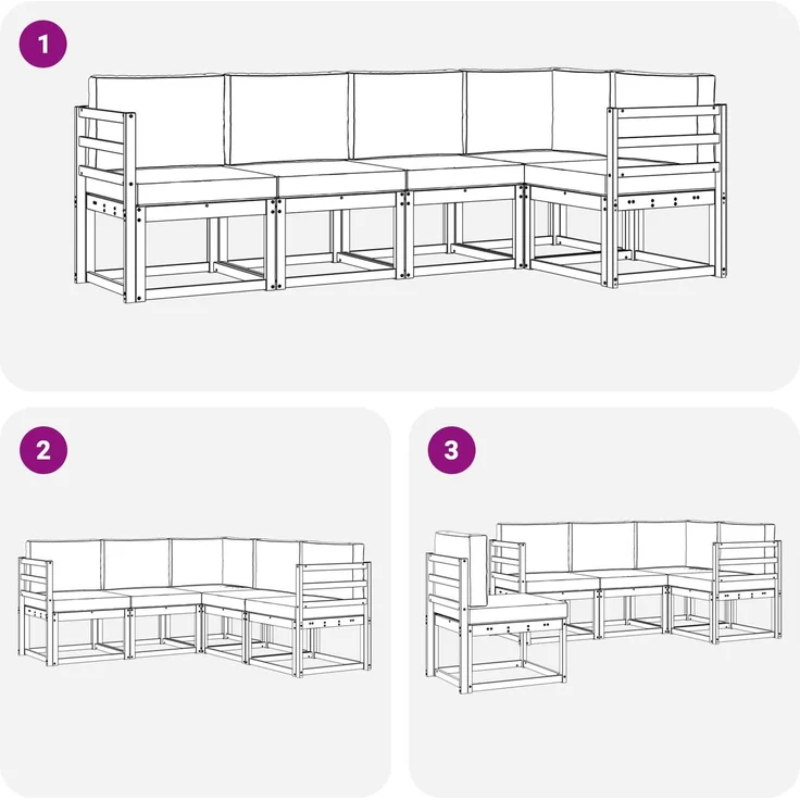 vidaXL Outdoor-Sofagarnitur 5 stk. 5-Sitzer Weiß und Anthrazit 3387616 – Bild 7