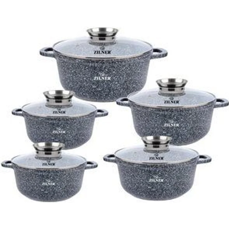 Zilner Topf-Set Graue Töpfe mit Keramik-marmorbeschichtung, Induktionstöpfe, Aluminium, Keramik (10-tlg) – Bild 6