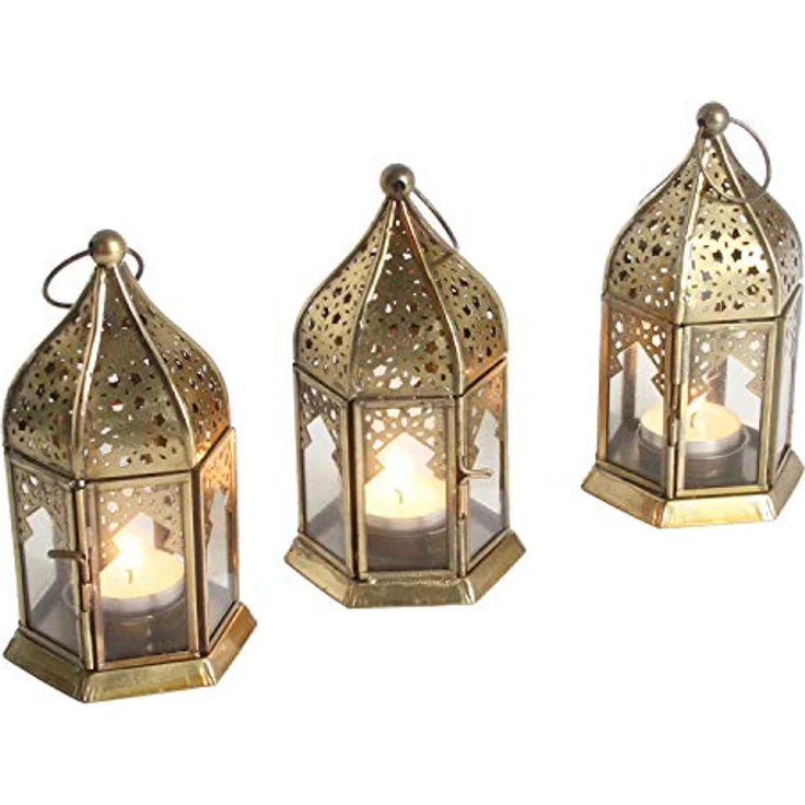 Orientalische Glas-Windlichter Nael Transparent 3er Set – Bild 1