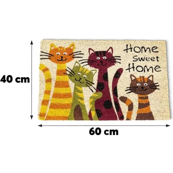 matches21 HOME & HOBBY Fußmatte Kokosmatte Katzen Sweet Home 40x60 cm als aussen Sauberlaufmatte, rechteckig, Höhe: 15 mm, Rutschfeste Spruch Kokos-Türmatte als Outdoor Schmutzfangmatte – Bild 3