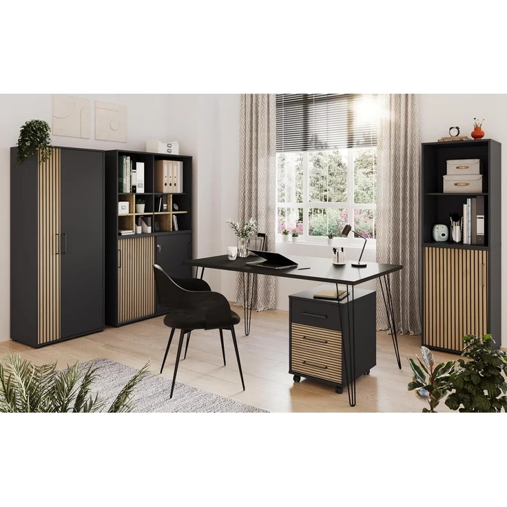 Schildmeyer Büromöbel-Set Hank 702070, schwarzmatt/Akustikpaneel Optik, 5-teilig – Bild 6