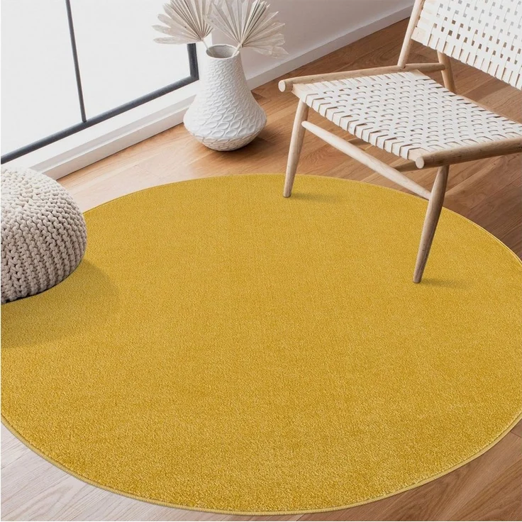 Sanat Teppich Uni, rund, Höhe: 13 mm, robuster Kurzflorteppich, große Farbauswahl – Bild 4