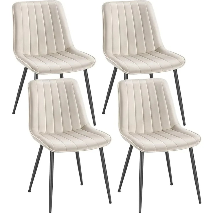 SONGMICS Esszimmerstuhl 4er Set, Küchenstuhl, Polsterstuhl, bis 120 kg belastbar, Stahlbeine, Gebogene Rückenlehne, für Esszimmer, Küche, cappuccinobeige-tintenschwarz