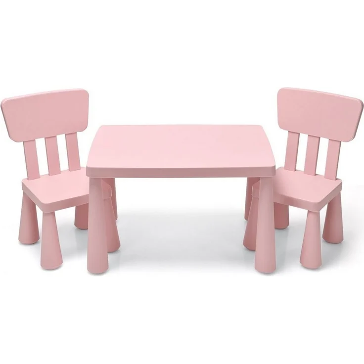 COSTWAY 3 TLG. Kindersitzgruppe, Kindertischgruppe, Kindertisch mit 2 Stühlen, Kindermöbel aus Kunststoff, Kinder Tischset für Kindergarten und Kinderzimmer (Rosa) – Bild 1
