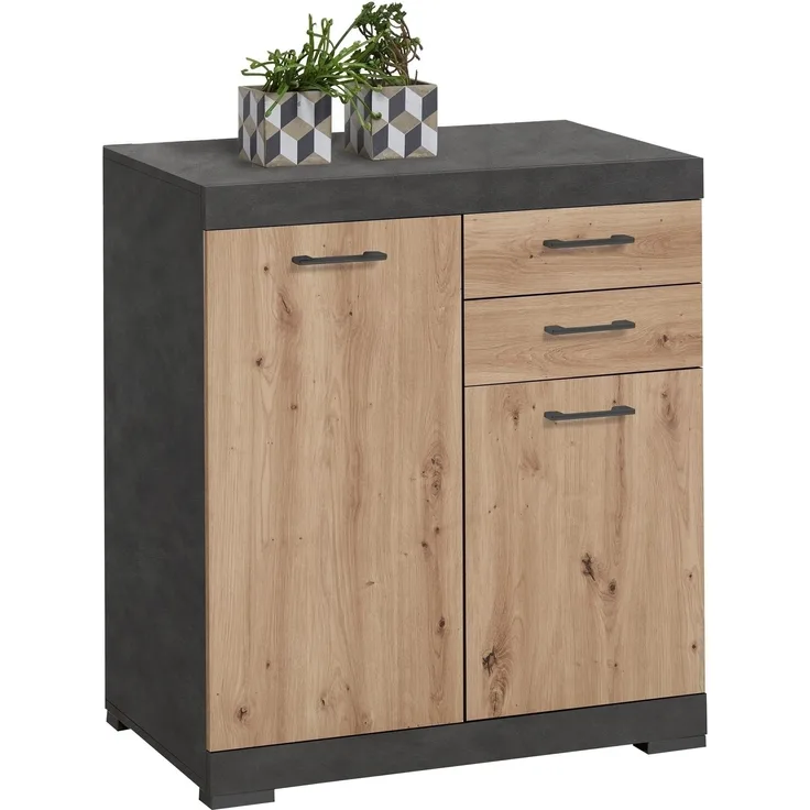 Kommode >BRISTOL 2 XL< in Matera-Artisan Eiche - 80x89,9x49,9cm (BxHxT)