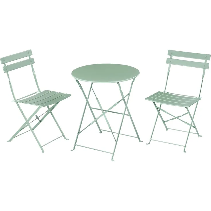 eSituro Balkonmöbel 3-teilig, Bistrotisch mit 2 Stühlen, Klappbar, Grün