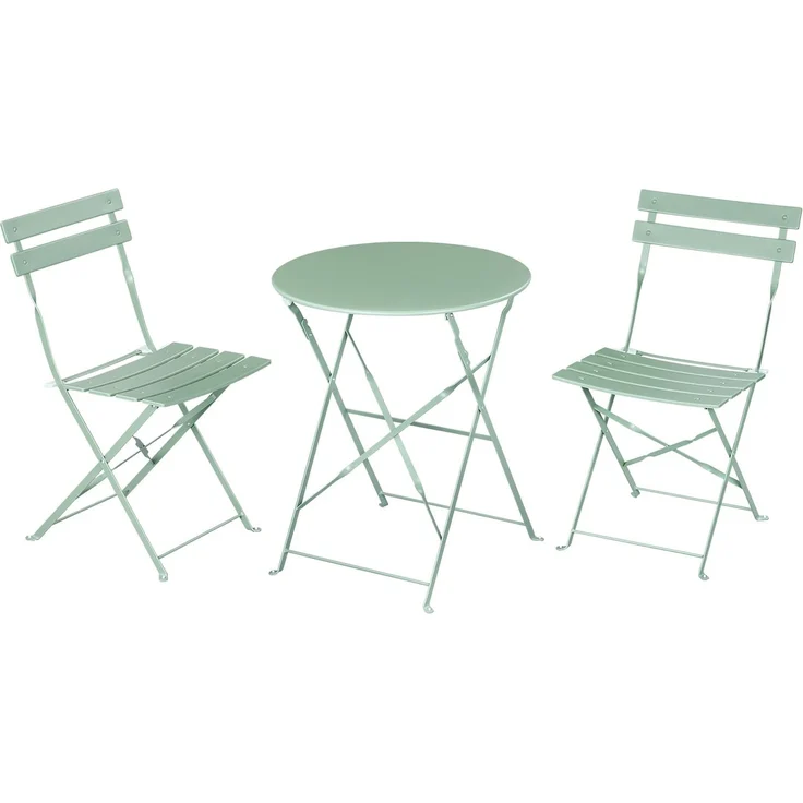 eSituro Balkonmöbel 3-teilig, Bistrotisch mit 2 Stühlen, Klappbar, Grün