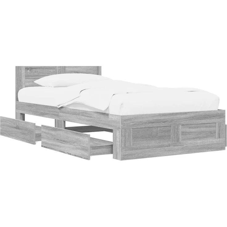 vidaXL Bettrahmen mit Schubladen 2 stk. Grau Sonoma Holzwerkstoff 3429681 – Bild 4