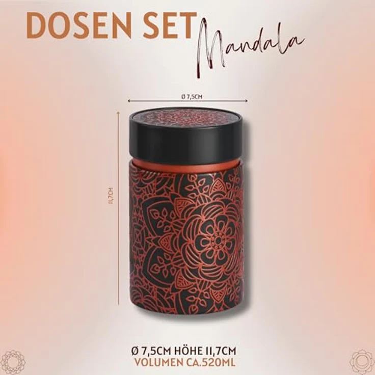 MediMuc Teedose 2er Set Mandala, (Dosen, 2er Set Mandala), Teedose, Gewürzdose, Motivdose, Dosen Set – Bild 5