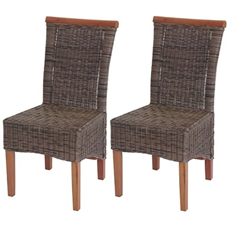 2er-Set Esszimmerstuhl Savona, Stuhl Küchenstuhl, Rattan ~ ohne Sitzkissen