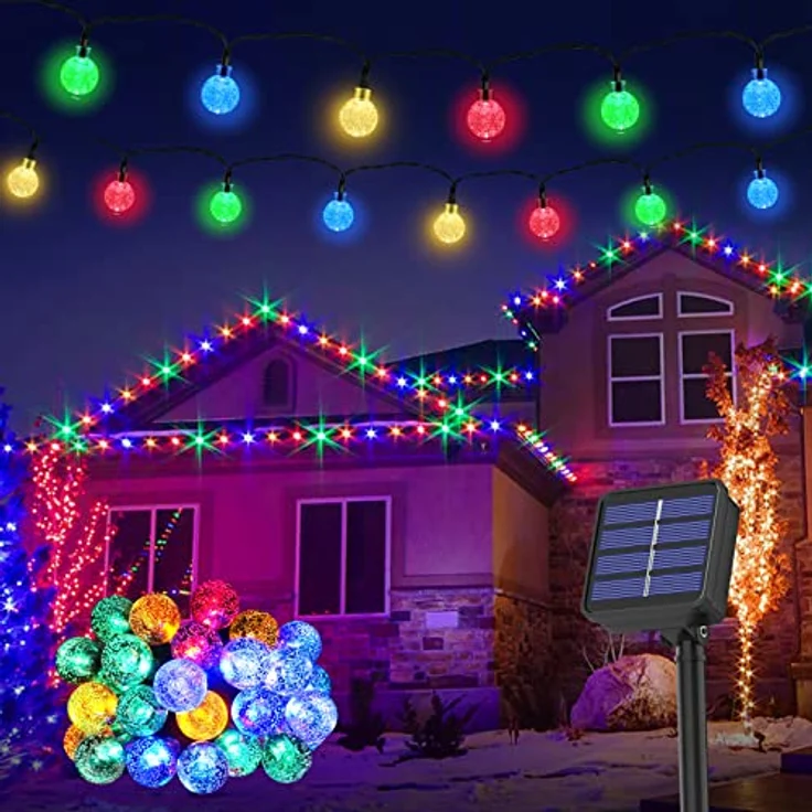 Realky Lichterkette Außen Solar, 30 LED 8,1M 26,6Ft 8 Modi IP65 Bunt Outdoor Solarlichterkette Wetterfest Lampions für Balkon Terassen Garten Bäume Weihnachten Partys Dekorationen – Bild 9