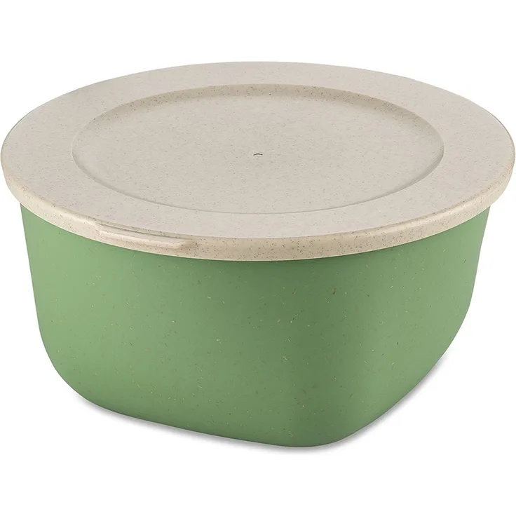 Koziol Dose Connect Box mit Deckel, Schüssel, Schale, Kunststoff-Holz-Mix, Nature Leaf Green, 2 L, 7871703