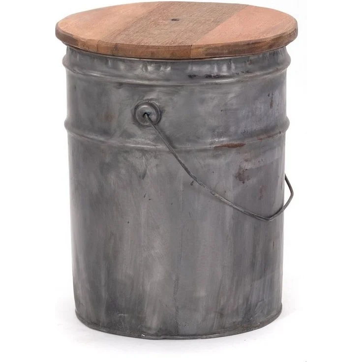 DESIGN DELIGHTS Hocker BEISTELLTISCH BARREL, 40x30 cm (Hx), Metall, Holz, Sitztonne – Bild 5