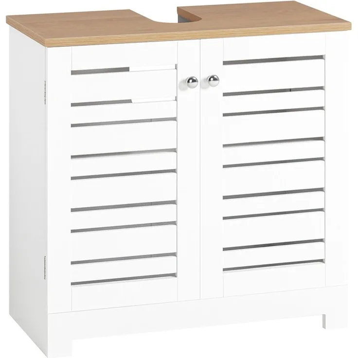 SoBuy BZR40-W Waschbeckenunterschrank, MDF, Lackiert, Weiß, 59 x 59 x 30 cm