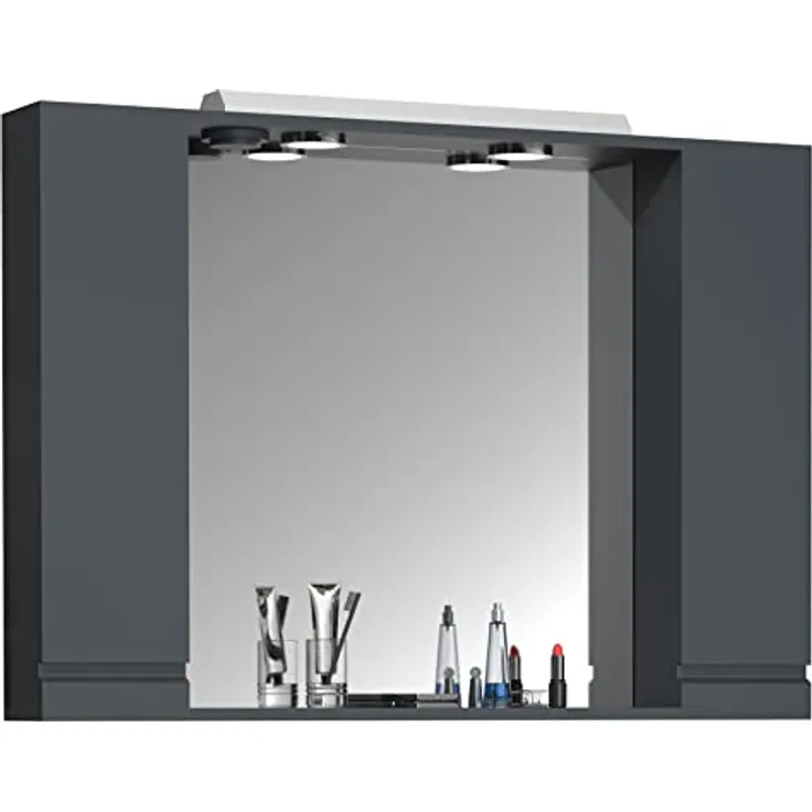 MID.YOU Spiegelschrank Anthrazit, Holzwerkstoff, erweiterbar, 4 Fächer, 100x71x14 cm, Badezimmer