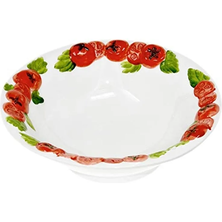Lashuma Salatschüssel Tomate, Keramik, (1-tlg), Tiefe Pastaschale mit Relief Dekor 27 cm Ø