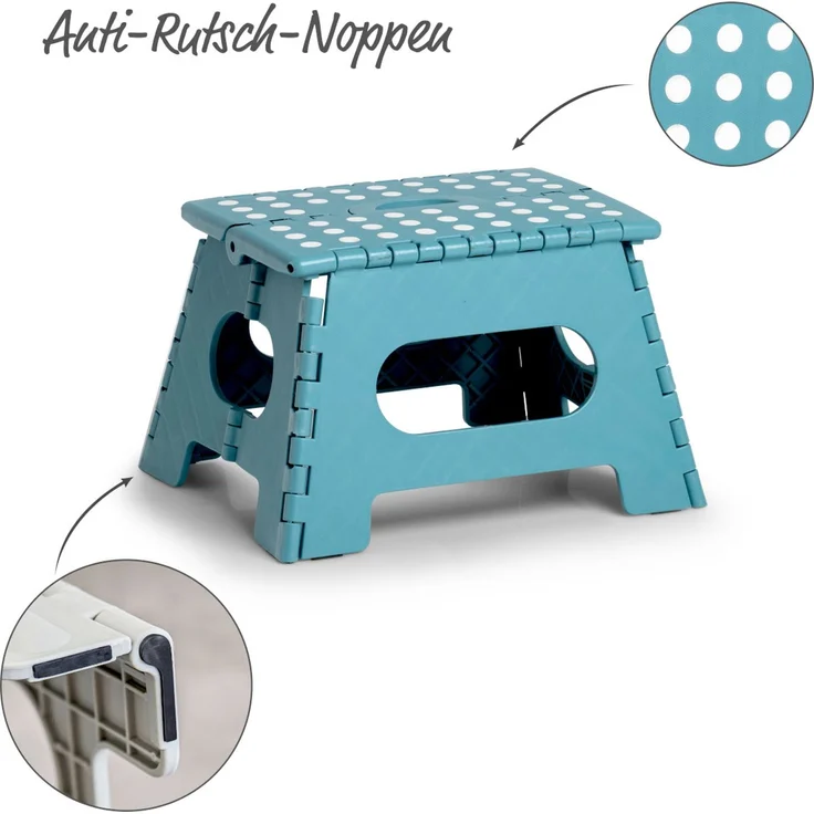 ZELLER Klapphocker 13032 aus Kunststoff, eisblau / Tritt / Klappstiege – Bild 4