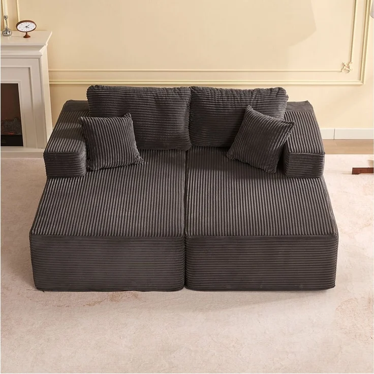 LITBIRD Sofa Modulares L-förmiges Ecksofa, rahmenloses Schlafsofa, montagefrei, 2 Teile, extra tiefe Sitzfläche, Doppel-Recamiere, ideal für Wohnzimmer – Bild 1