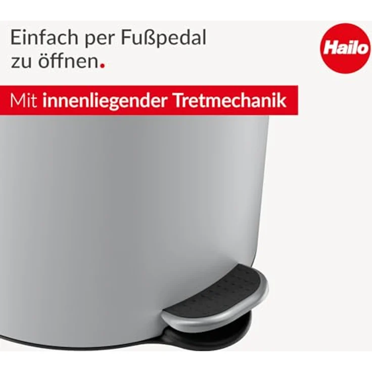 Hailo Tretabfallsammler Selekta 20 l D290xH435mm Stahlblech grau – Bild 2