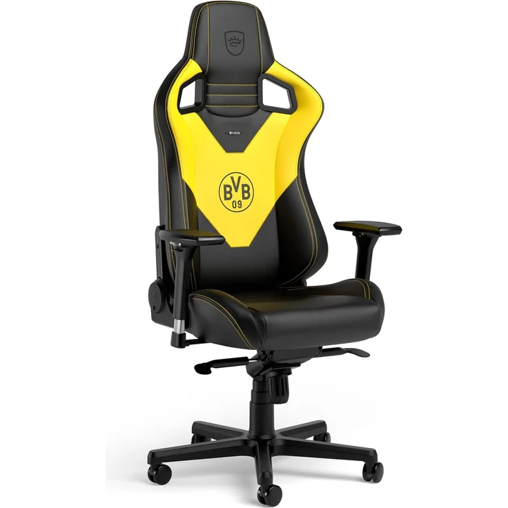 noblechairs Epic Gaming Stuhl, Bürostuhl Ergonomisch, Schreibtisch Stuhl, Kopf- und Lendenstütze, PU-Leder, Entwickelt für Nutzer bis 120 kg und 1,7 Meter Hoch, (Borussia Dortmund Edition) – Bild 1