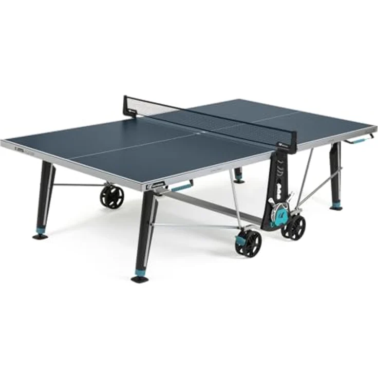 Cornilleau Outdoor Tischtennisplatte 400X, stabile Tischtennisplatte mit blendfreier SOFTMAT-Oberfläche, blau, DSI-Verriegelungsmechanismus und höhenverstellbaren Standfüßen – Bild 1