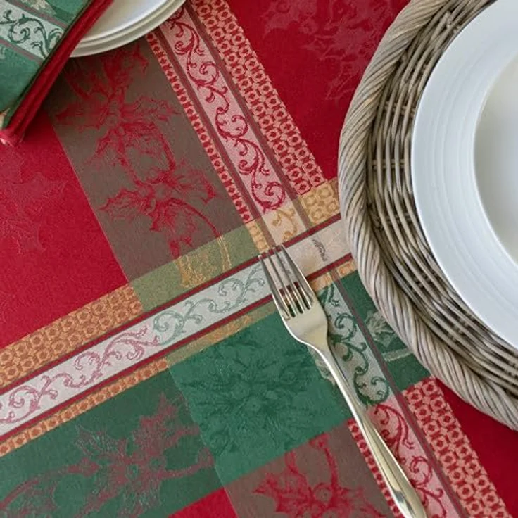 Benson Mills Holiday Legacy garngefärbte Jacquard-Tischdecke, Feiertags-, Winter- und Weihnachts-Tischdecke (Mehrfarbig, 132,1x177,8 cm, rechteckig) – Bild 7