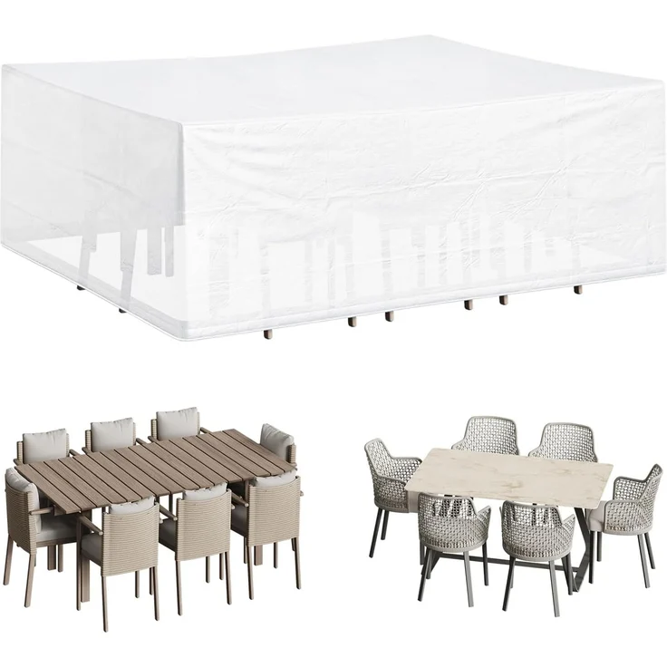 WOLTU Schutzhülle Möbelsets, 240 x 136 x 88 cm, Abdeckung für Gartenmöbel, Abdeckhaube aus PE, Plane UV-Beständig wasserabweisend Winterfest reißfest, Transparent – Bild 1
