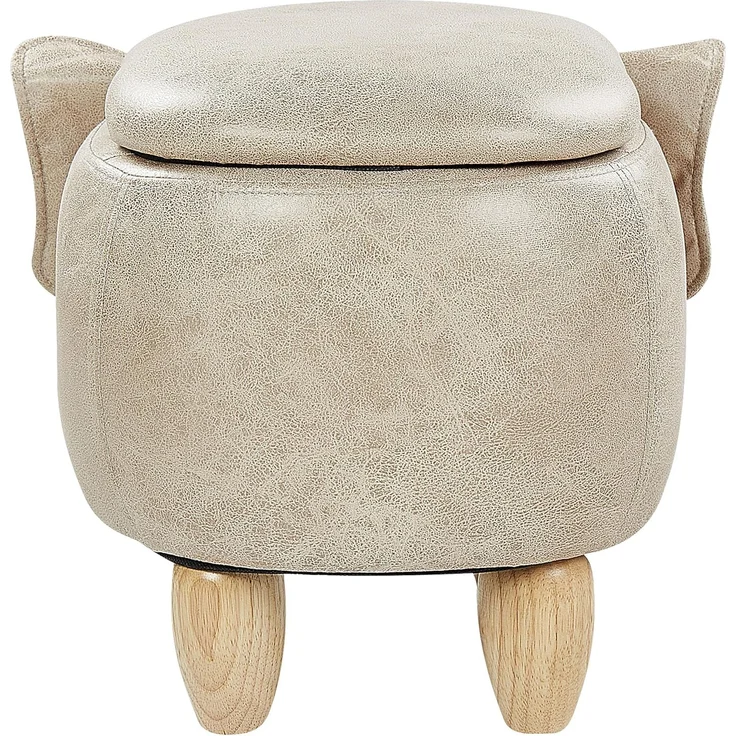 Beliani 'Elephant' Hocker, Kunstleder taupe, 70 x 35 x 32 cm – Bild 6