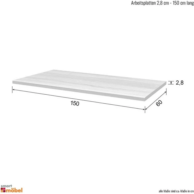 Flex-Well Arbeitsplatte Arbeitsplatte - 150 x 60 x 2,8 cm - Sonoma Eiche – Salerno – Bild 2