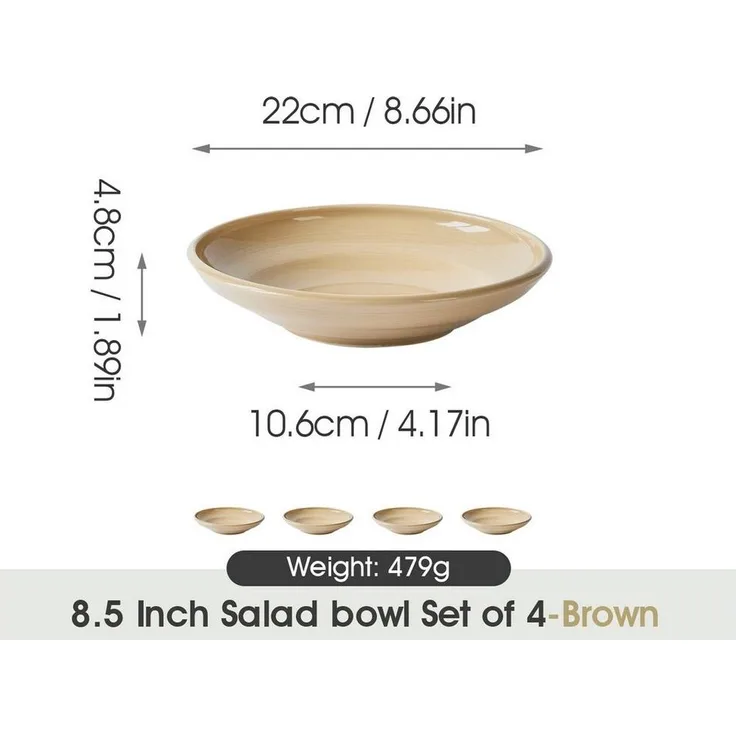 JIWOO Suppenteller 4er Ø22cm, Speiseteller Pastateller Salatteller Dessertteller Plate, (4 St), Keramik Tellerset Weiß mikrowellen- und spülmaschinenfest Ø21,2 cm