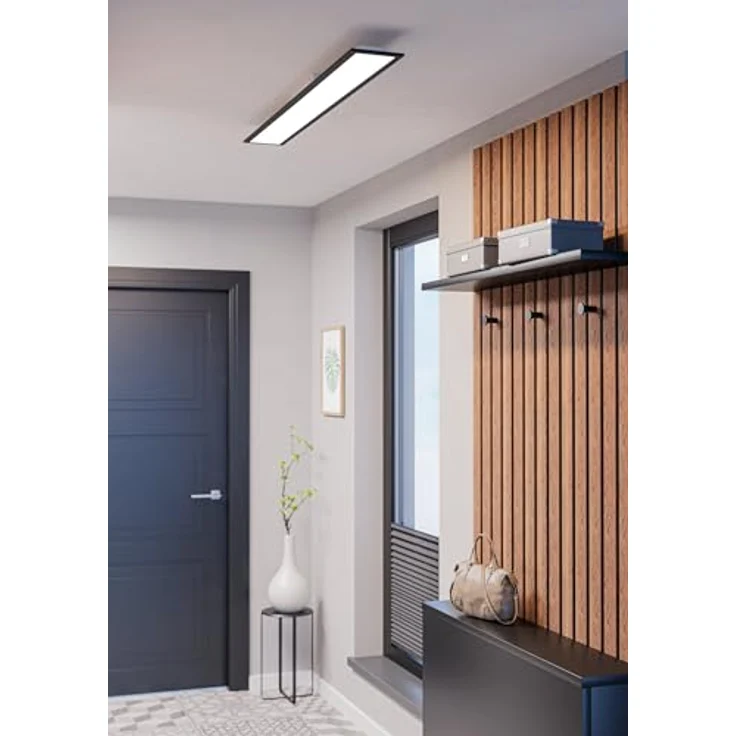 EGLO LED Panel Moradillo, Deckenleuchte flach, Deckenpanel aus Metall und Kunststoff in Schwarz-Weiß, Deckenlampe warmweiß, neutralweiß, kaltweiß, 15x120 cm – Bild 4
