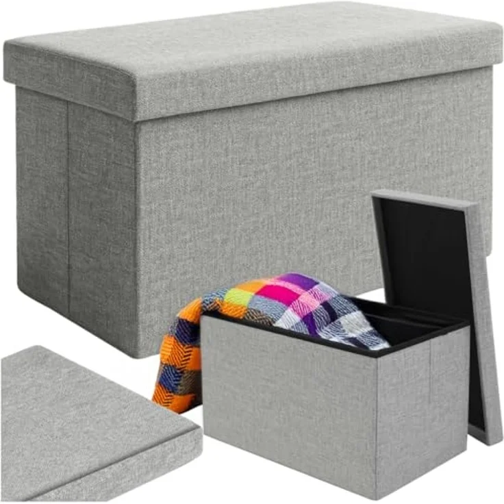 Ruhhy Stauraumhocker Stoffpouf Sitzbox Truhe XL (Spar-Set, 1 St, bis zu 80 kg), 54 l Stauraum, ideal für Decken, Spielzeug oder Alltagsgegenstände – Bild 6