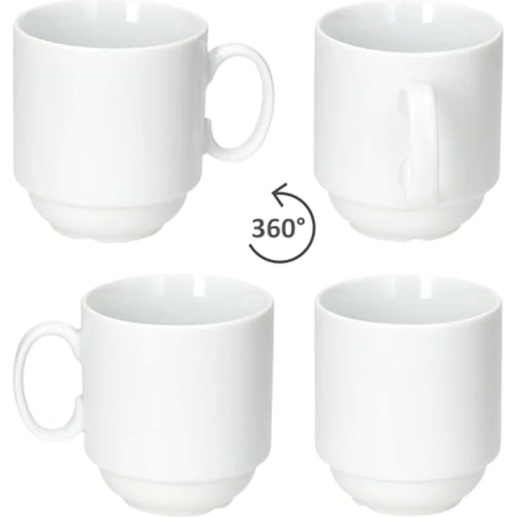 MamboCat Becher 6er Set Tommy Kaffeebecher 220ml weiß Porzellan 6 Personen stapelbar, Porzellan – Bild 4