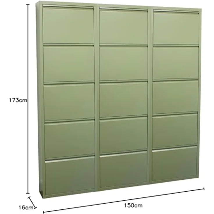 ebuy24 Pisa Schuhkipper, Grün, Metall, 15 Klappen, 150x173x16 cm, Garderobe, Schuhaufbewahrung – Bild 3