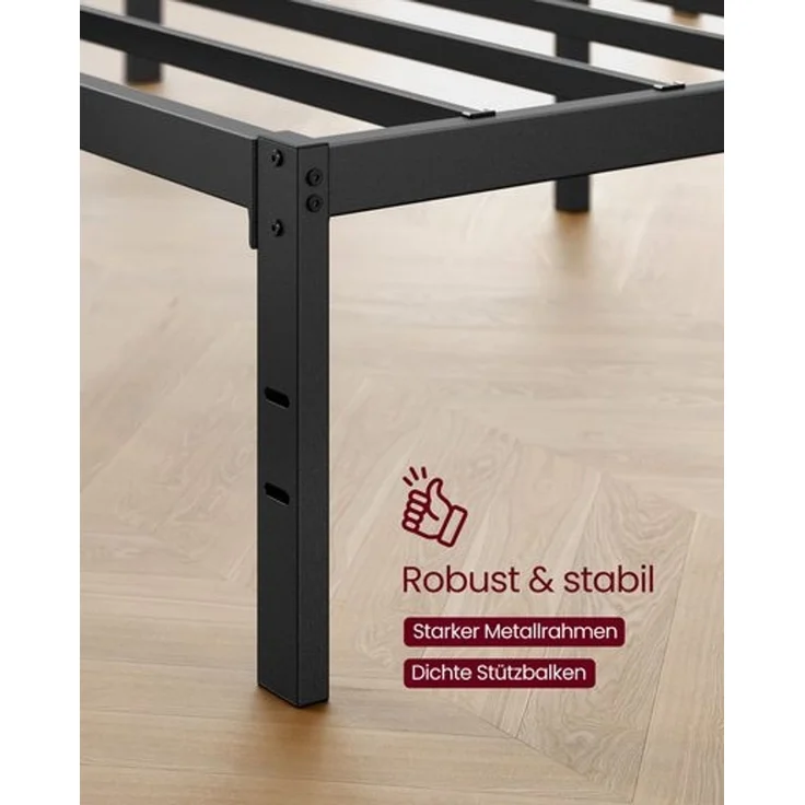 VASAGLE Doppelbettgestell, 180 x 200 cm, Bettrahmen, Unterbettaufbewahrung, schwarz – Bild 4