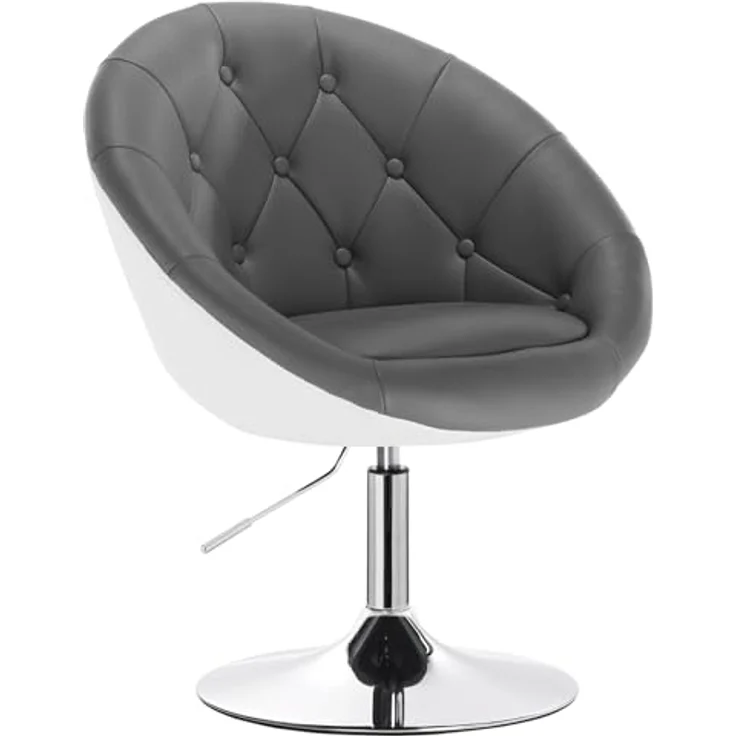 WOLTU® BH41grw-1 1 x Barsessel Loungesessel mit Armlehne Kunstleder 2 farbig Grau+Weiß – Bild 2