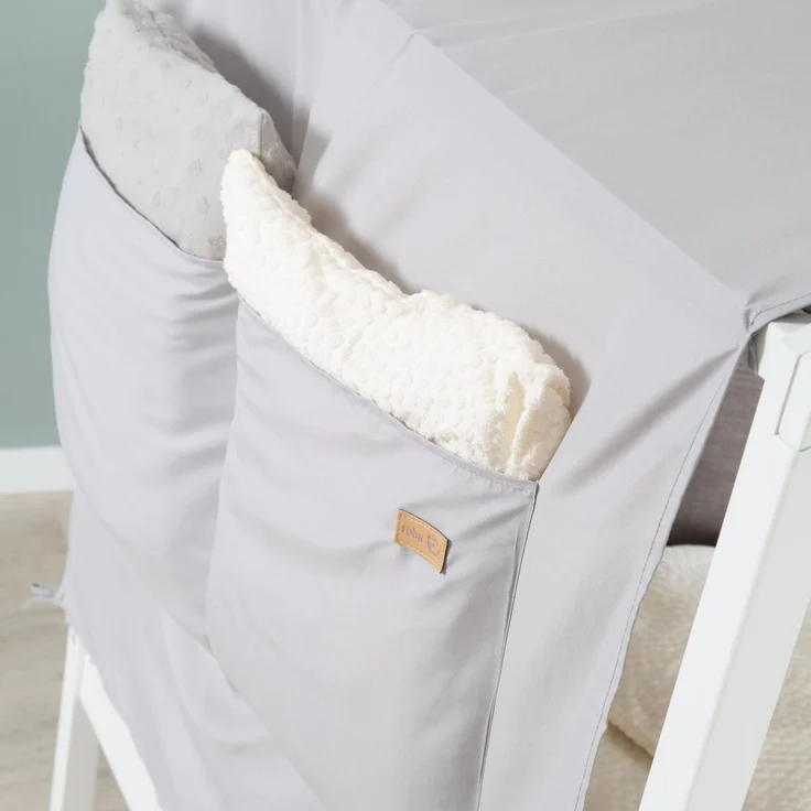 roba Bezug für Montessori Hausbetten 90 x 200 cm - Passendes Zubehör zum Umbau in Himmelbett - Inkl. 3 Aufbewahrungstaschen & Dachfenster - Hellgrau – Bild 9