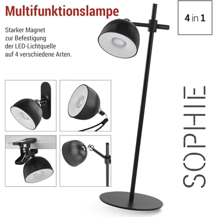 EMOS LED Akku-Tischlampe SOPHIE 4in1, dimmbar, 4,2W, 200lm, 33h Leuchtdauer, schwarz, Z7635B – Bild 2