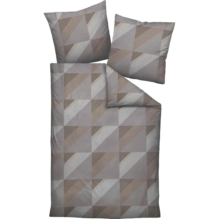 Janine J.D. Mako-Satin Bettwäsche 135x200 Rauten Dreieck taupe braun 87065-07