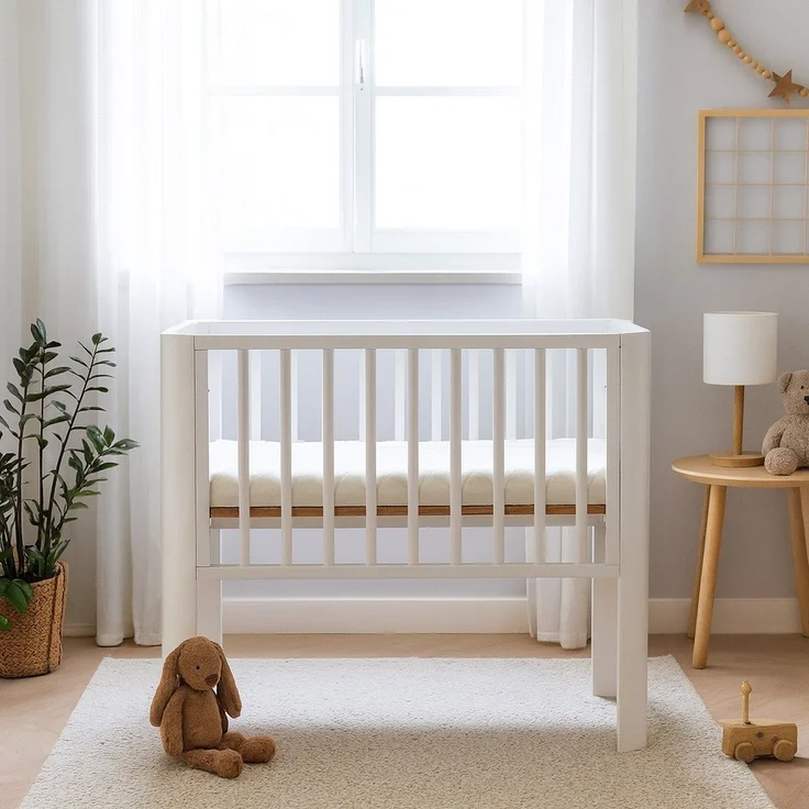 Beistellbett Baby Weiß – 5xHöhenverstellbar, Matratze & Holz – Bild 4